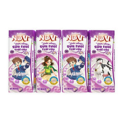 Lốc sữa tươi trái cây hương nho Nuvi hộp 180ml (4 Hộp)