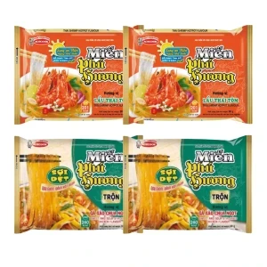 Combo 2 gói miến Phú Hương Lẩu Thái 60g và 2 gói miếng Phú Hương trộn gà xào chua ngọt 69g
