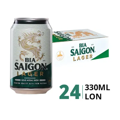 Thùng 24 lon bia Saigon Lager 4.3% 330ml