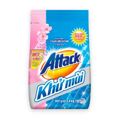 Bột giặt hương anh đào Attack túi 3.8kg