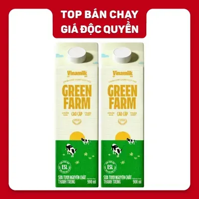 Combo 2 hộp sữa thanh trùng không đường Green Farm Vinamilk 900ml