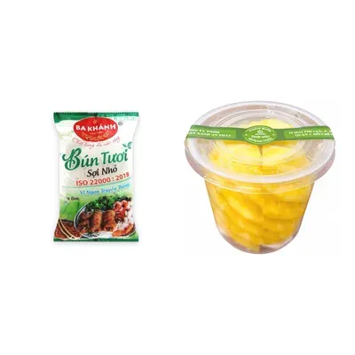 Combo Bún tươi sợi nhỏ Ba Khánh gói 500g + Thơm trái cắt sẵn ly 350g