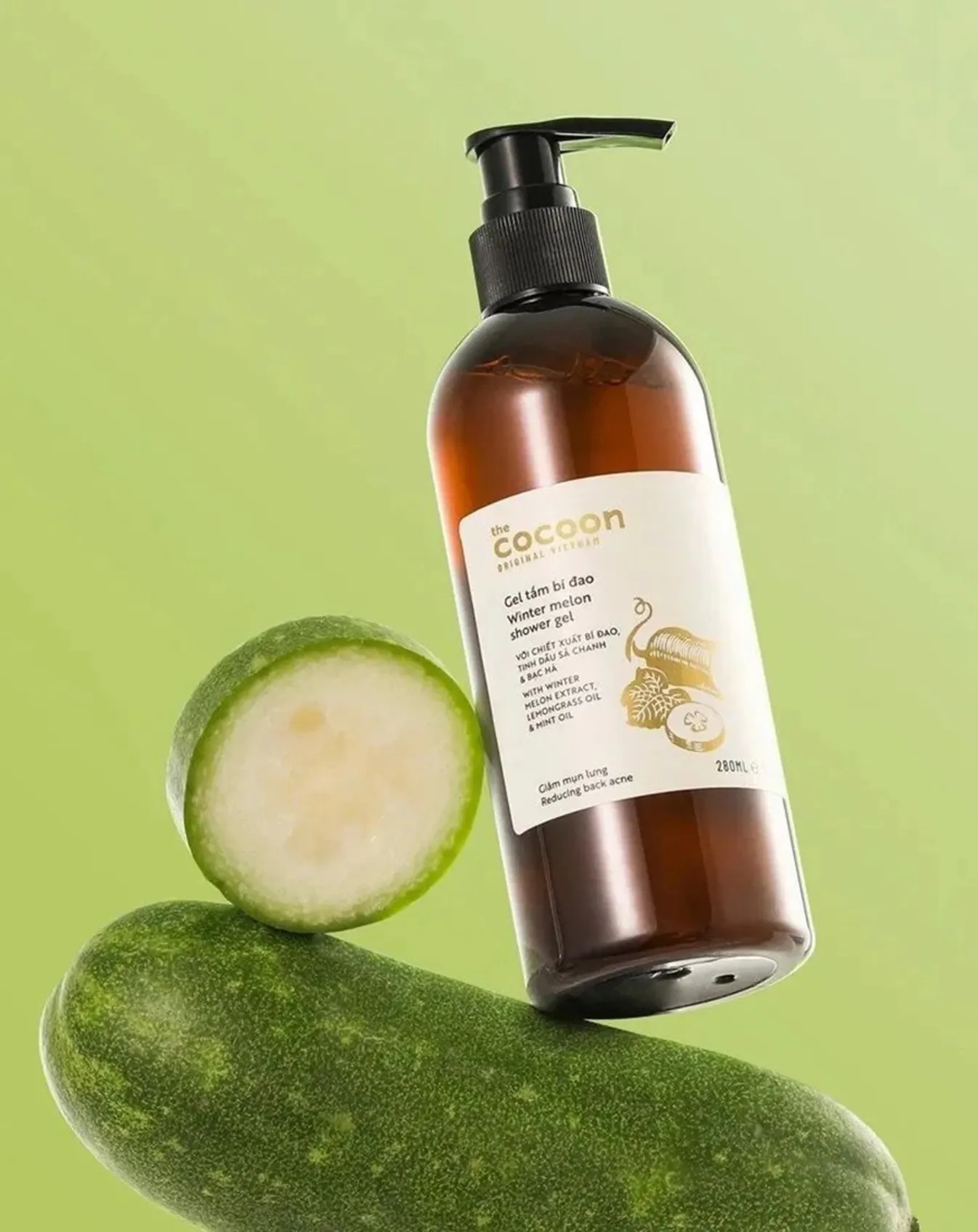 Gel Tắm Cocoon Bí Đao Hỗ Trợ Cải Thiện Mụn Lưng Cocoon Winter Melon Shower Gel 310ml - Image 2