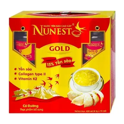Lốc 6 hộp nước yến sào Nunest Gold có đường 70ml