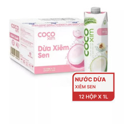 Thùng nước dừa xiêm sen Cocoxim 1l (12 hộp)