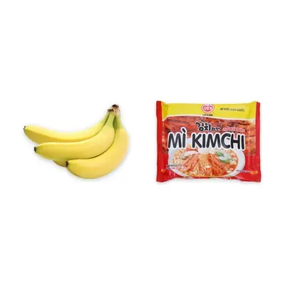 Combo Chuối già giống Nam Mỹ nhánh 1.1Kg (1 nhánh) + Mì kim chi Ottogi gói 120g