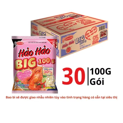 Thùng 30 gói mì Hảo Hảo big 100g vị tôm chua cay 100g