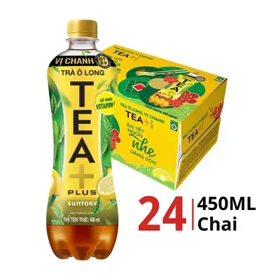 Thùng 24 chai trà oolong Oolong Tea+ vị chanh 450ml
