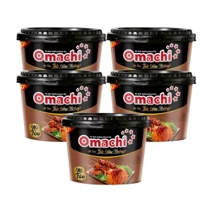Combo 5 tô mì dinh dưỡng khoai tây trộn thịt xiên nướng Omachi 104g