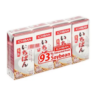 Lốc 4 hộp sữa đậu nành Ichiban nguyên chất 180ml