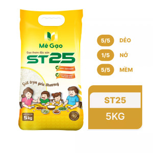 Gạo thơm đặc sản ST25 Mê Gạo túi 5kg (1 Túi)