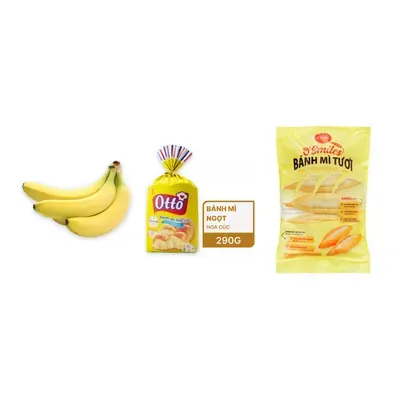 Combo Chuối già giống Nam Mỹ + Bánh mì hoa cúc Otto + Bánh mì tươi đông lạnh O'Smiles