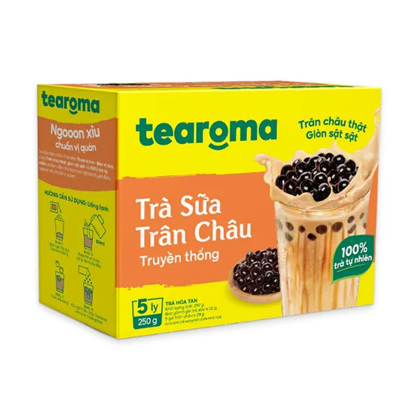 Trà sữa trân châu truyền thống Tearoma hộp 250g