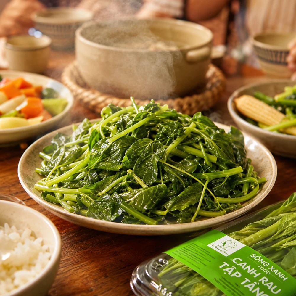 Bữa ăn trọn vị, đong đầy yêu thương cho cả gia đình với nguồn rau sạch Sông Xanh Food được kiểm định nghiêm ngặt.