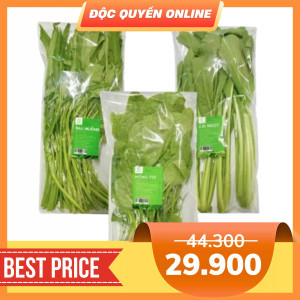 Combo 3 loại rau: cải ngọt, mồng tơi, rau muống