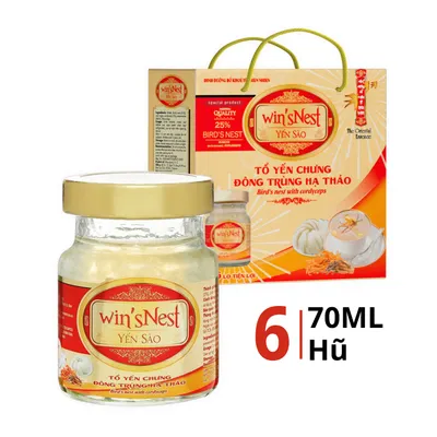 Lốc 6 hũ tổ yến chưng đông trùng hạ thảo Win'snest 25% 70ml
