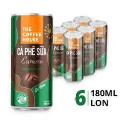 Lốc cà phê sữa espresso The Coffee House 180ml (6 Lon)