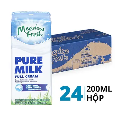 Thùng 24 hộp sữa tươi tiệt trùng Meadow Fresh nguyên kem 200ml