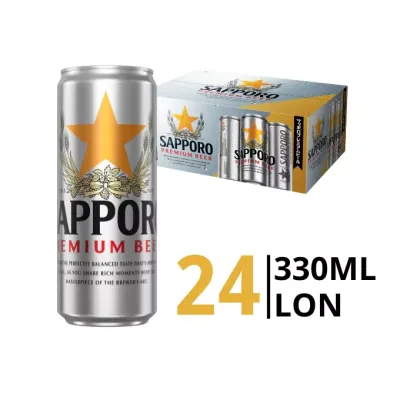 Thùng 24 lon bia Sapporo 5% 330ml