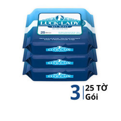 Combo 3 khăn ướt vệ sinh Luck Lady gói 25 tờ (3 Gói)