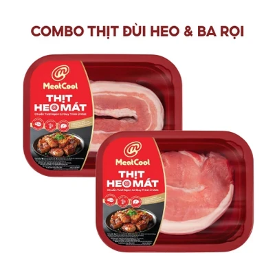 Combo Meatcool: Thịt đùi heo và ba rọi 360-440g/khay