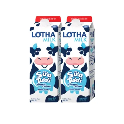 Combo 2 hộp sữa thanh trùng Lothamilk không đường 946ml