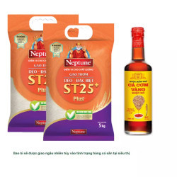 Combo 2 bao gạo ST25+ 5kg Neptune và 1 chai nước mắm