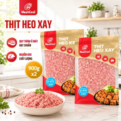 Combo 2 túi thịt heo xay Meatcool túi 900g