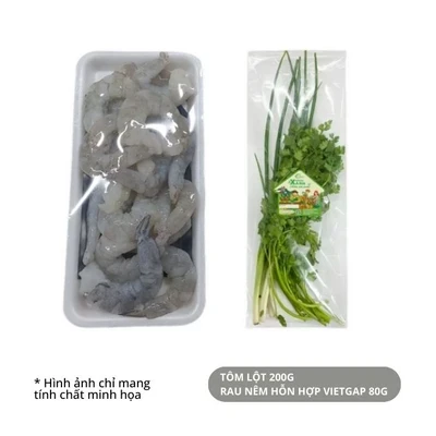 Combo canh tôm thanh ngọt: Tôm lột và rau nêm