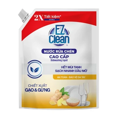 Nước rửa chén chiết xuất gạo & gừng Ezclean túi 3.5kg