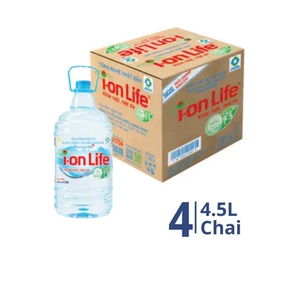 Thùng 4 chai nước uống ion kiềm ion Life 4.5L