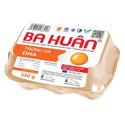 Trứng gà DHA size 55g ± 2G Ba Huân hộp 6 quả