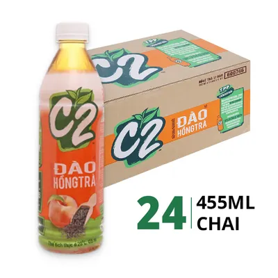 Thùng 24 chai hồng trà C2 vị đào 455ml
