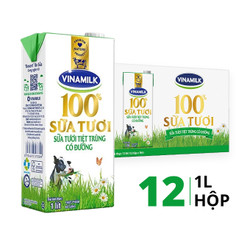 Thùng sữa tươi tiệt trùng có đường Vinamilk 1L (12 Hộp)
