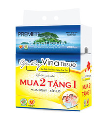 Khăn giấy rút vinatissue 280 tờ 2 lớp Premier lốc 500g (1 Lốc)