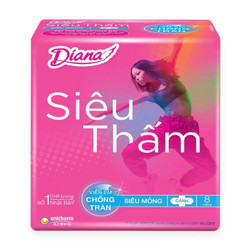 Băng vệ sinh siêu thấm siêu mỏng cánh 23cm Diana gói 8 miếng
