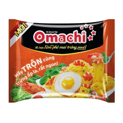 Mì khoai tây Omachi trộn tôm phô mai trứng muối gói 92g