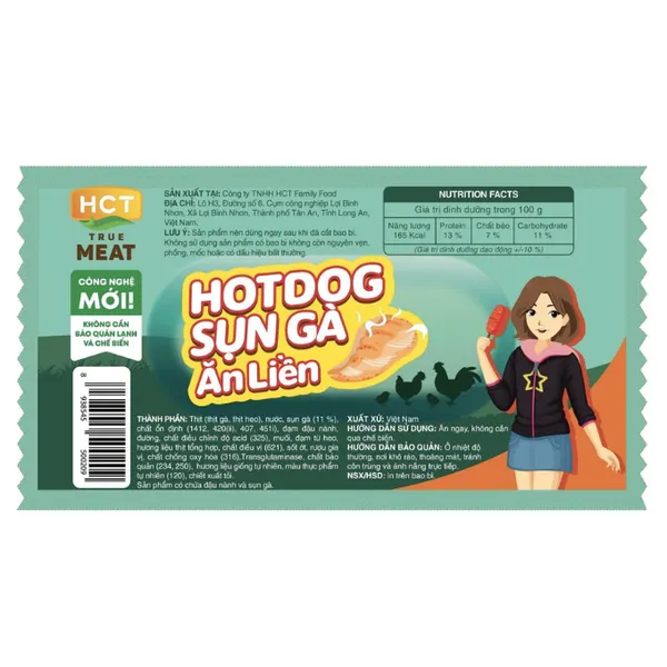 Xúc xích hotdog HCT sụn gà ăn liền cây 28g