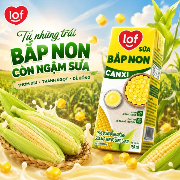 Lốc 4 hộp sữa bắp non canxi Lof 180ml