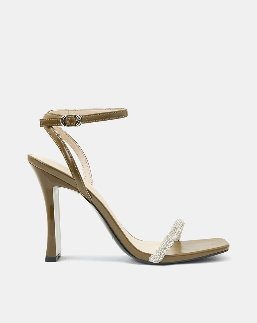Giày Sandal Gót Thanh Phối Dây Kim Tuyến