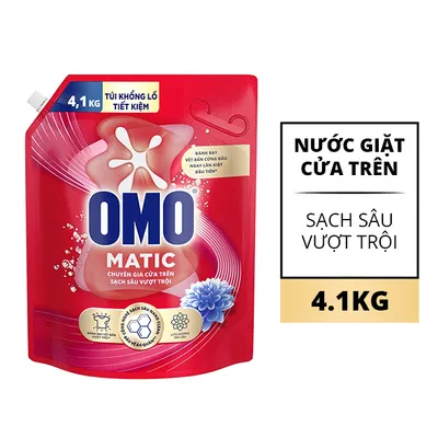 Nước giặt Matic sạch sâu vượt trội cửa trên Omo túi 4.1kg