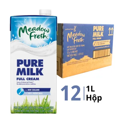 Thùng 12 hộp sữa tươi tiệt trùng Meadow Fresh nguyên kem 1L