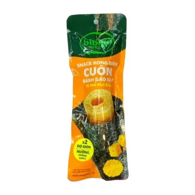 Combo 6 gói snack rong biển cuộn bánh gạo vị phô mai bắp Bibigo 7g