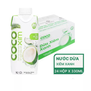 Thùng nước dừa xiêm xanh Cocoxim 330ml (12 hộp)