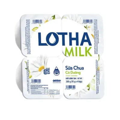 Lốc 4 hộp sữa chua ăn Lothamilk có đường 95g