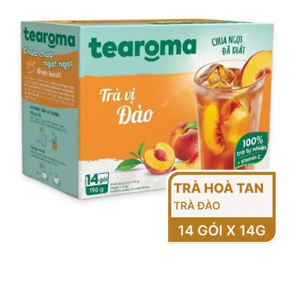 Trà đào hoà tan Tearoma hộp 14 gói x 14g