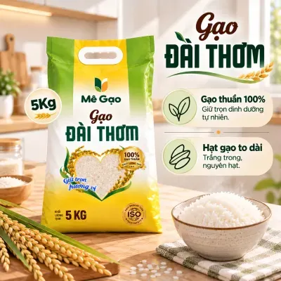 Gạo đài thơm Mê Gạo túi 5kg
