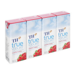 Lốc sữa chua uống tiệt trùng hương dâu tự nhiên TH True Milk hộp 180ml (4 Hộp)