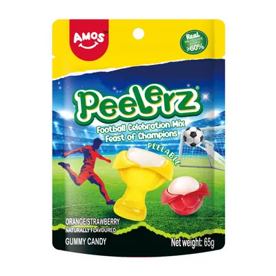 Kẹo dẻo bóng đá 4D Gummy vị dâu và cam gói 65g