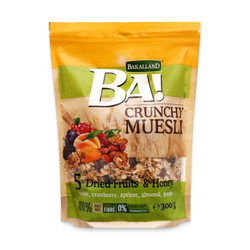 Ngũ cốc muesli 5 loại trái cây sấy và mật ong Bakalland gói 300g